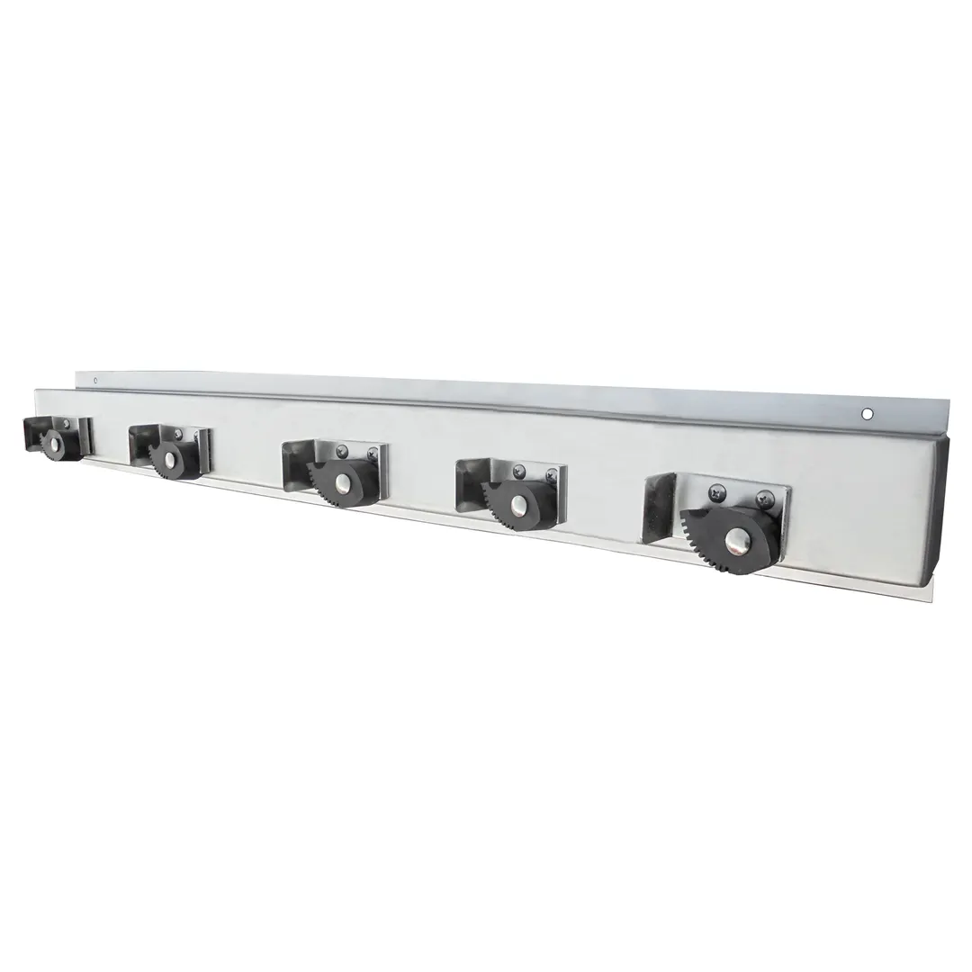 IMC Teddy MH5 - 5-Position Mop and Broom Holder, Heavy-Duty Stainless Steel Construction, Wall-Mount