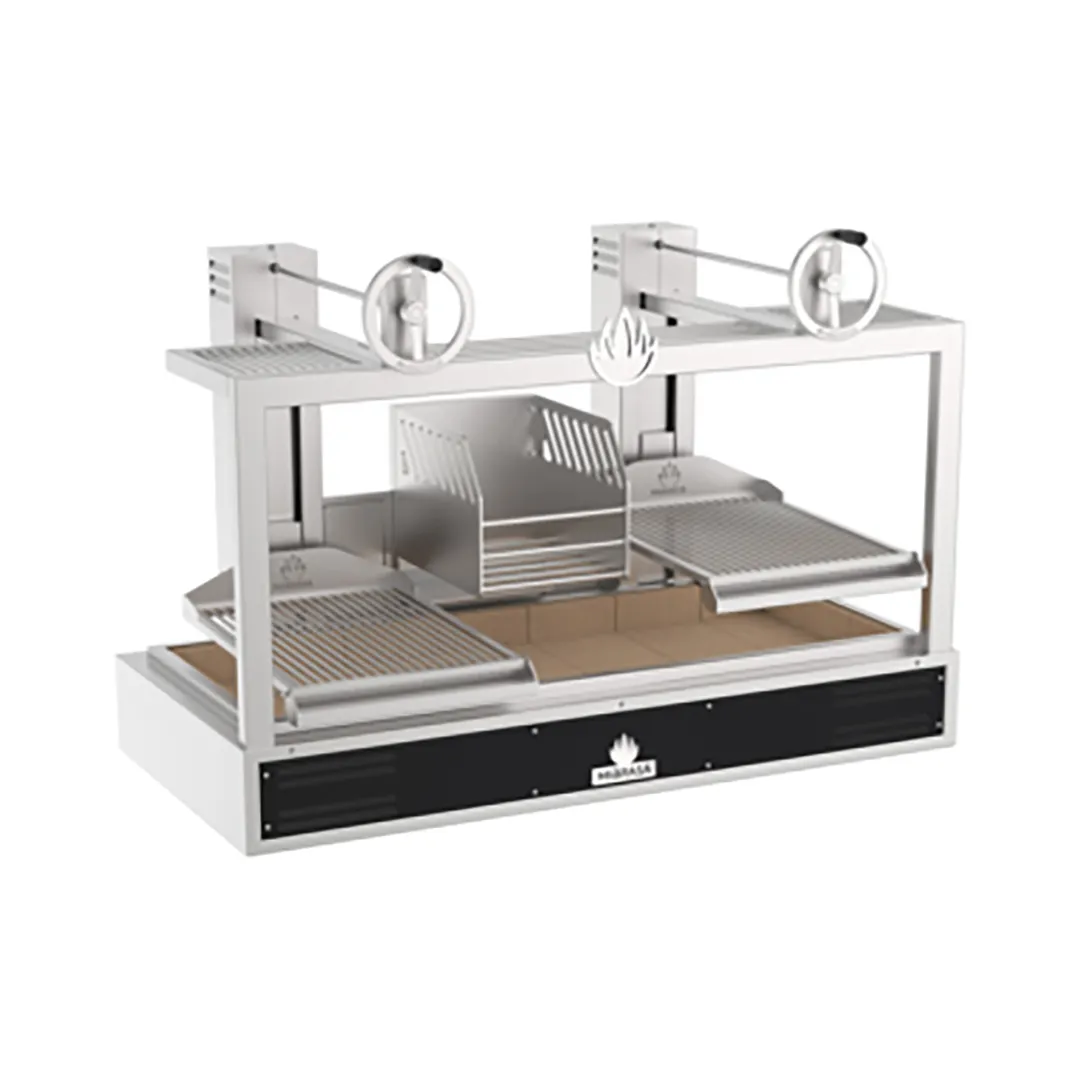 Mibrasa GMB 160 FIRE 64" Countertop Charcoal Parrilla Grill w/ (2) Adjustable Grills, Fire Basket