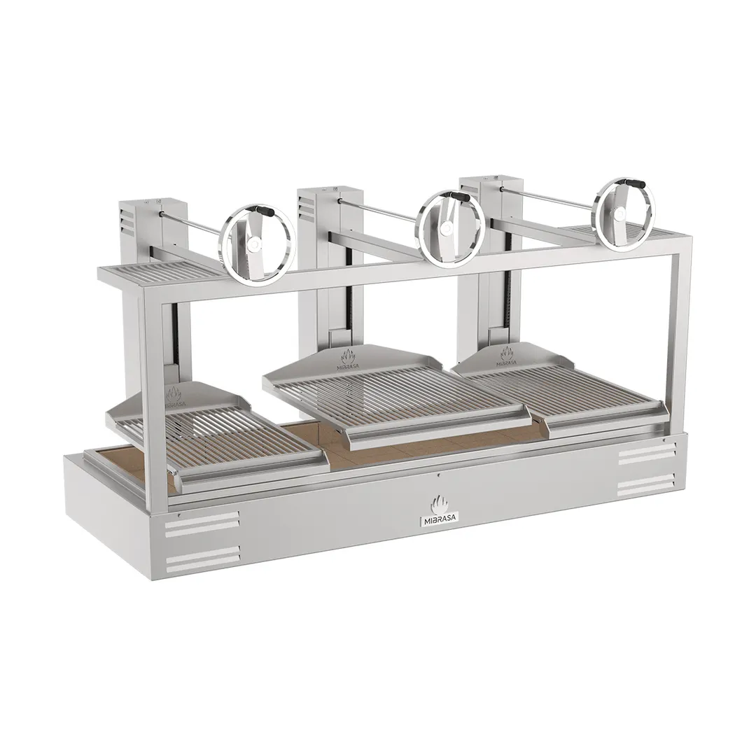 Mibrasa GMB 200-3GR 82" Countertop Charcoal Parrilla Grill w/ (3) Adjustable Grills