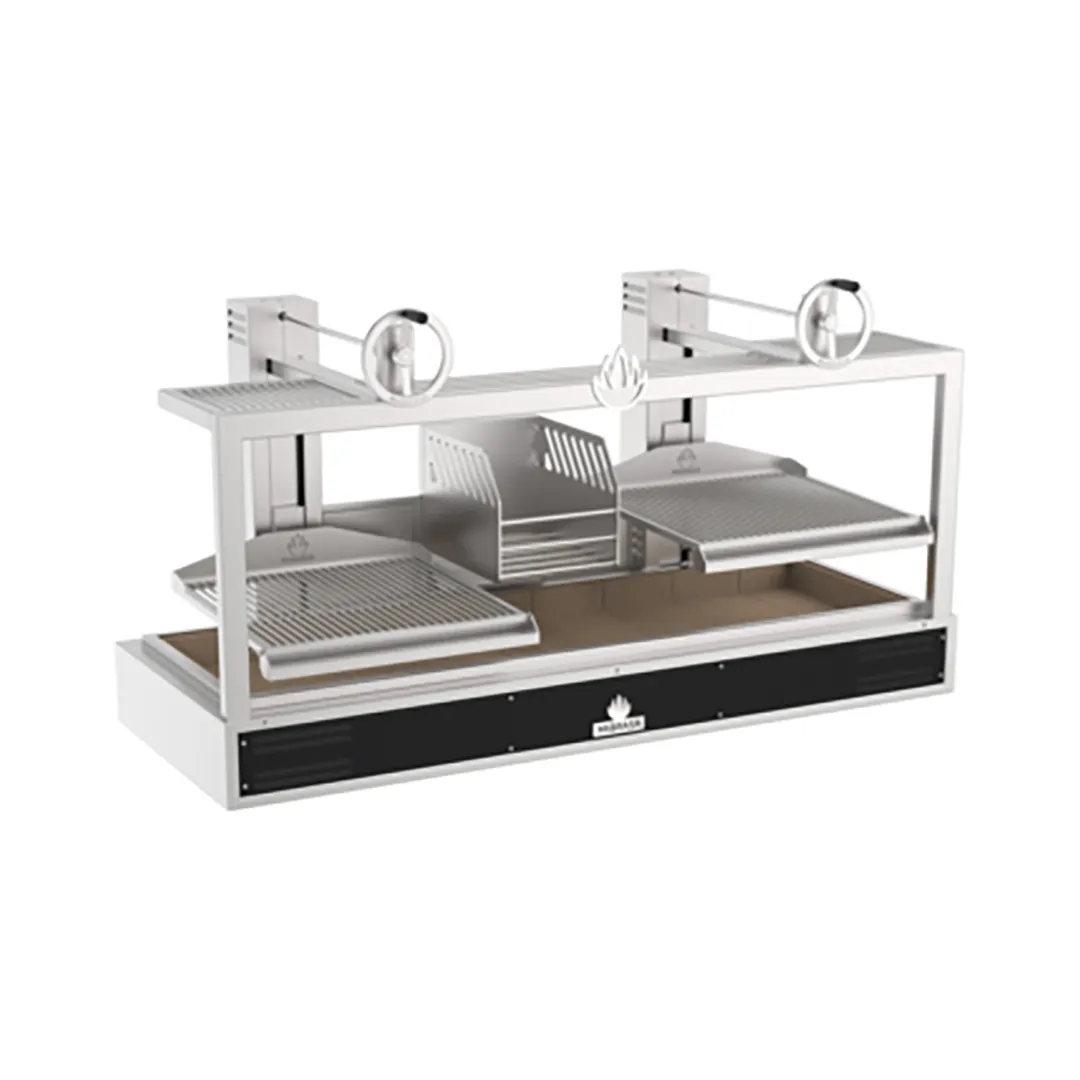 Mibrasa GMB 200 FIRE 82" Countertop Charcoal Parrilla Grill w/ (2) Adjustable Grills, Fire Basket