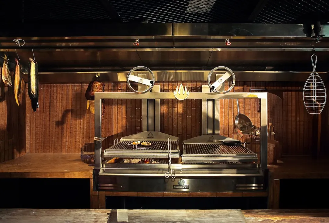 Mibrasa GMB 200 82" Countertop Charcoal Parrilla Grill w/ (2) Adjustable Grills