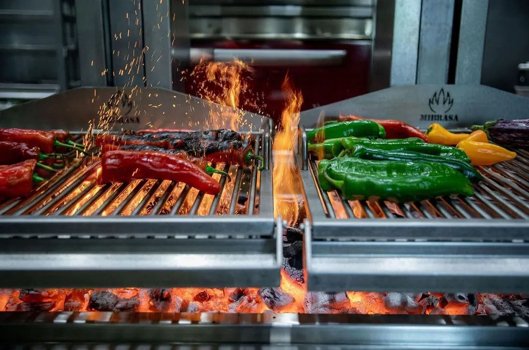 Mibrasa GMB 200 82" Countertop Charcoal Parrilla Grill w/ (2) Adjustable Grills