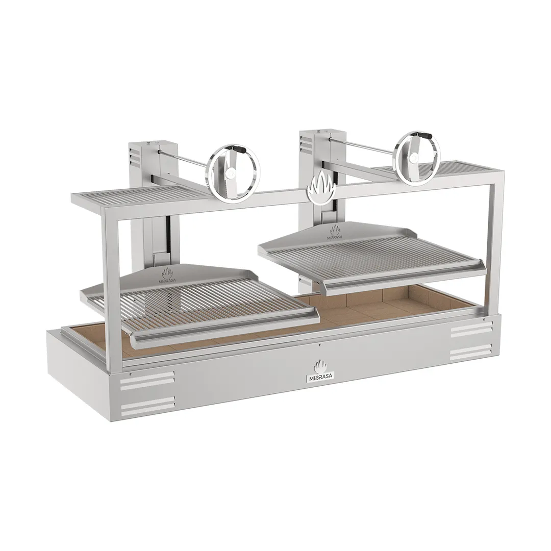 Mibrasa GMB 200 82" Countertop Charcoal Parrilla Grill w/ (2) Adjustable Grills