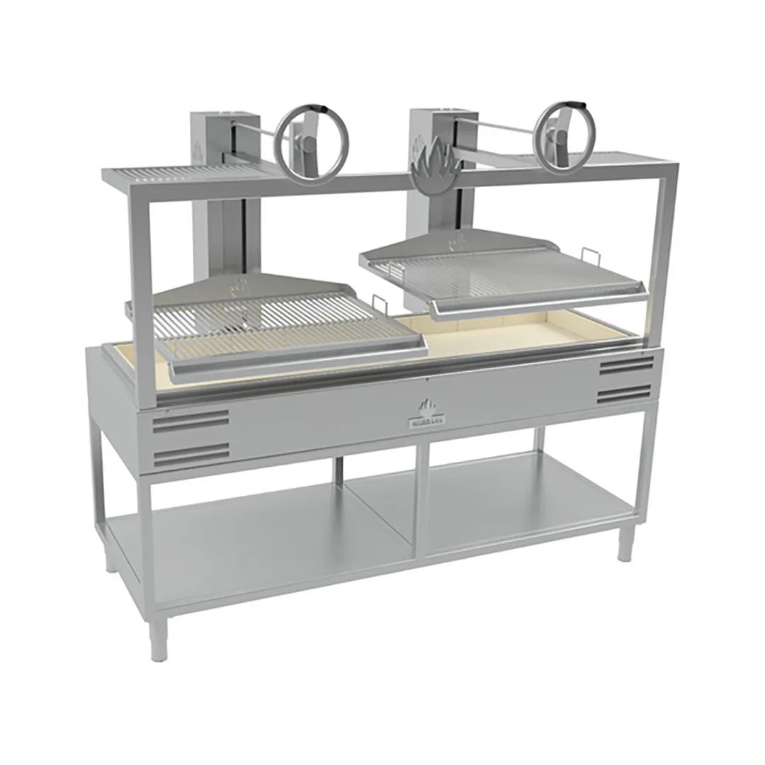 Mibrasa GMB 200 82" Countertop Charcoal Parrilla Grill w/ (2) Adjustable Grills
