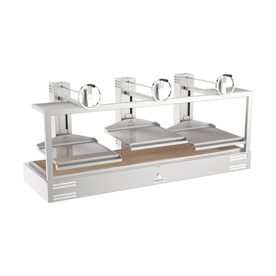 Mibrasa GMB 252-3GR 99" Countertop Charcoal Parrilla Grill w/ (3) Adjustable Grills