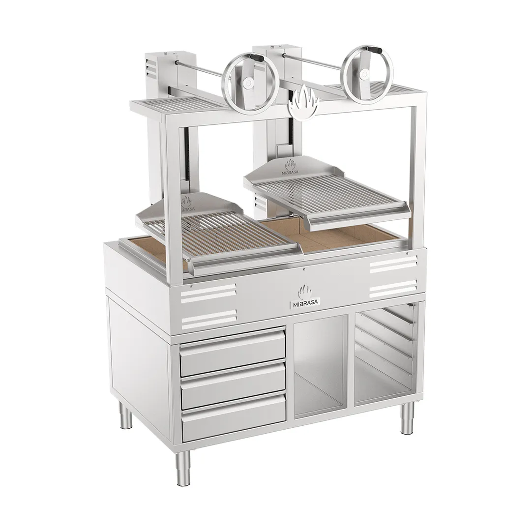 Mibrasa GMBMC130 50" Charcoal Parrilla Grill w/ (2) Adjustable Grills and Complete Stand Base