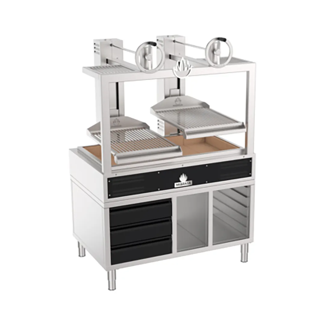 Mibrasa GMBMC130 50" Charcoal Parrilla Grill w/ (2) Adjustable Grills and Complete Stand Base