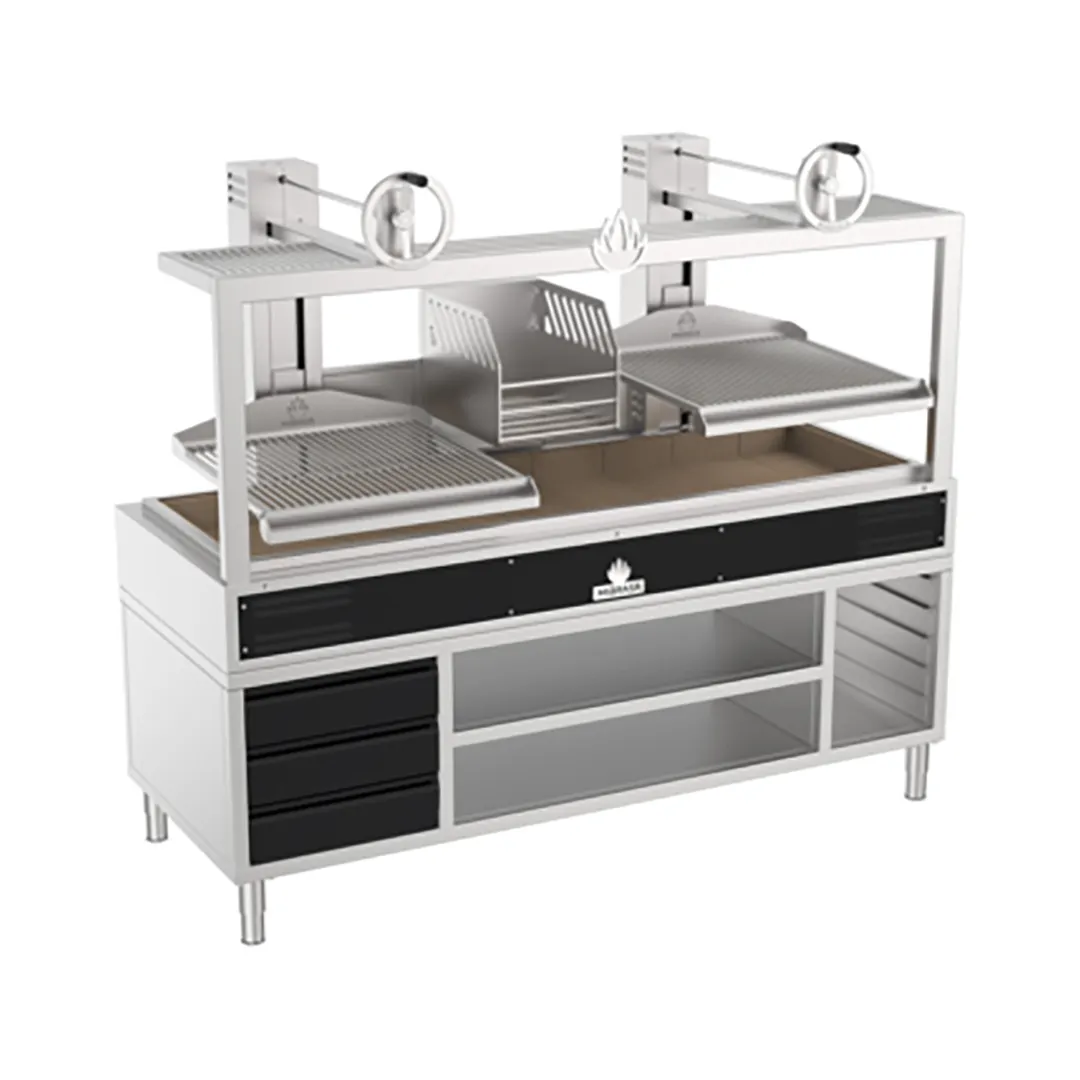 Mibrasa GMBMC200 FIRE 82" Charcoal Parrilla Grill w/ (2) Adjustable Grills, Stand Base, Fire Basket
