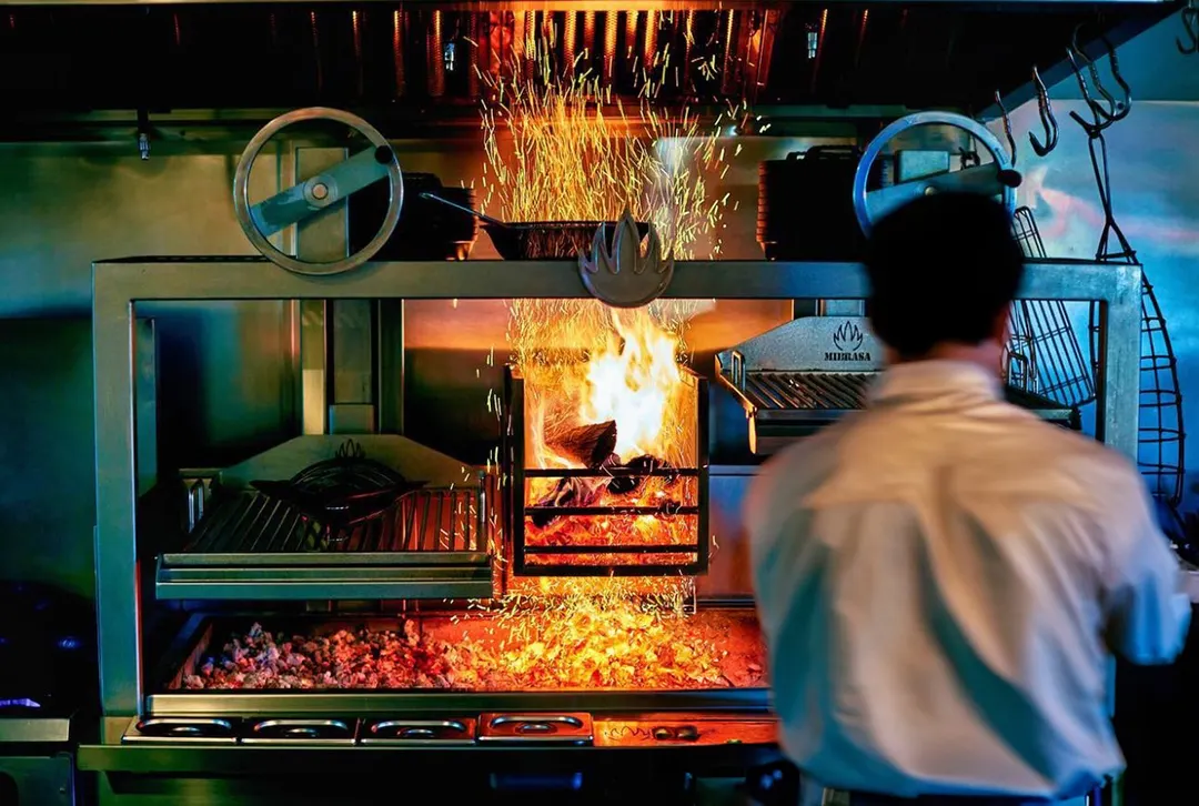 Mibrasa GMBMC200 FIRE 82" Charcoal Parrilla Grill w/ (2) Adjustable Grills, Stand Base, Fire Basket