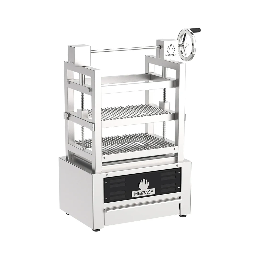 Mibrasa RM SE 60 32" Countertop Robatayaki Charcoal Grill w/ 3 Adjustable Tiers and Elevating System