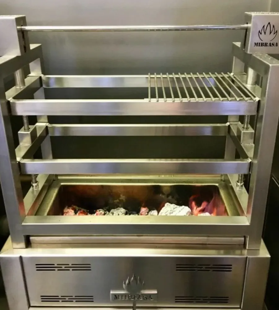 Mibrasa RM SE 60 32" Countertop Robatayaki Charcoal Grill w/ 3 Adjustable Tiers and Elevating System