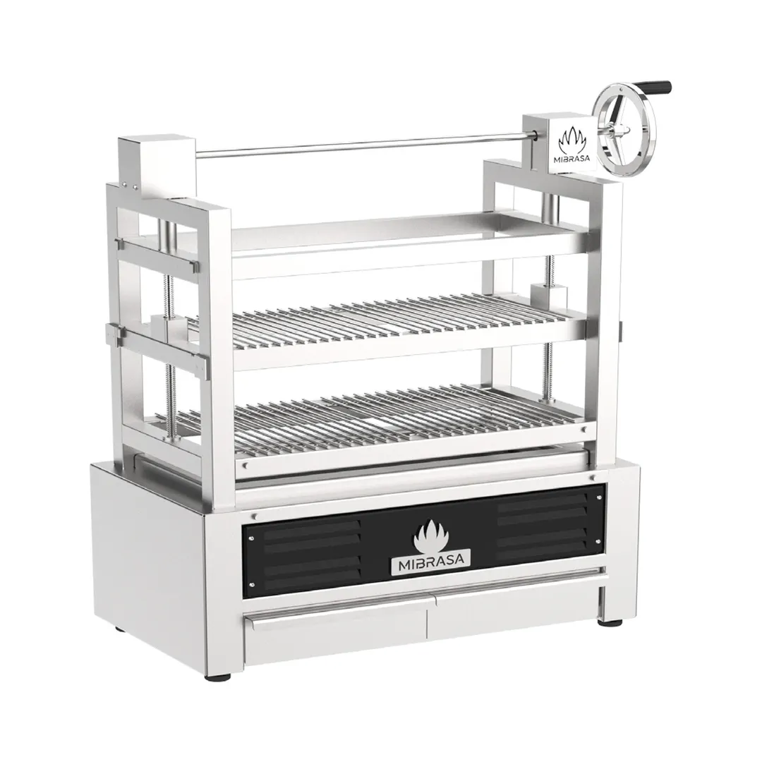 Mibrasa RM SE 80 39" Countertop Robatayaki Charcoal Grill w/ 3 Adjustable Tiers and Elevating System