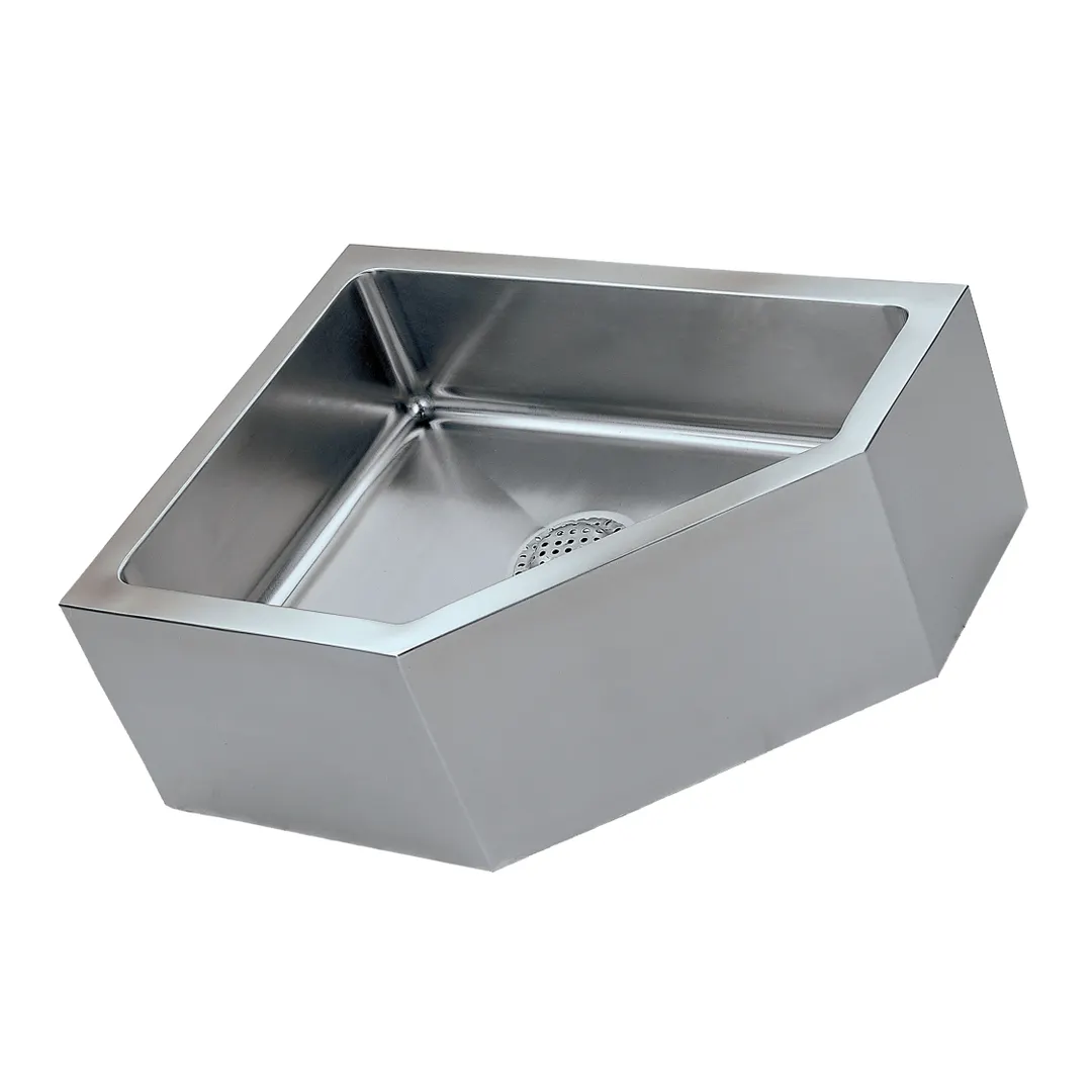 IMC Teddy FS-L Mop Sink, Left Corner, 24"W X 18"D X 7" Deep Bowl, 4" Drain