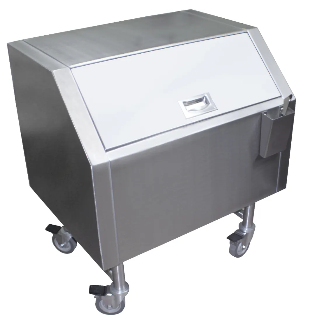 IMC Teddy IBP-1 Mobile Ice Bin, 23" W x 30" L x 34" H, Bamboo, Stainless Bin, Hinged Cover, Casters