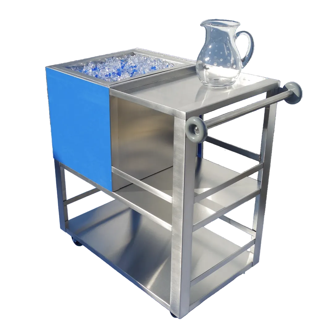 IMC Teddy ITRC Ice Cart - 3-Tier, 20"W x 32"D x 36"H, 50 lb, Stainless Bin Bamboo Braked Casters NSF