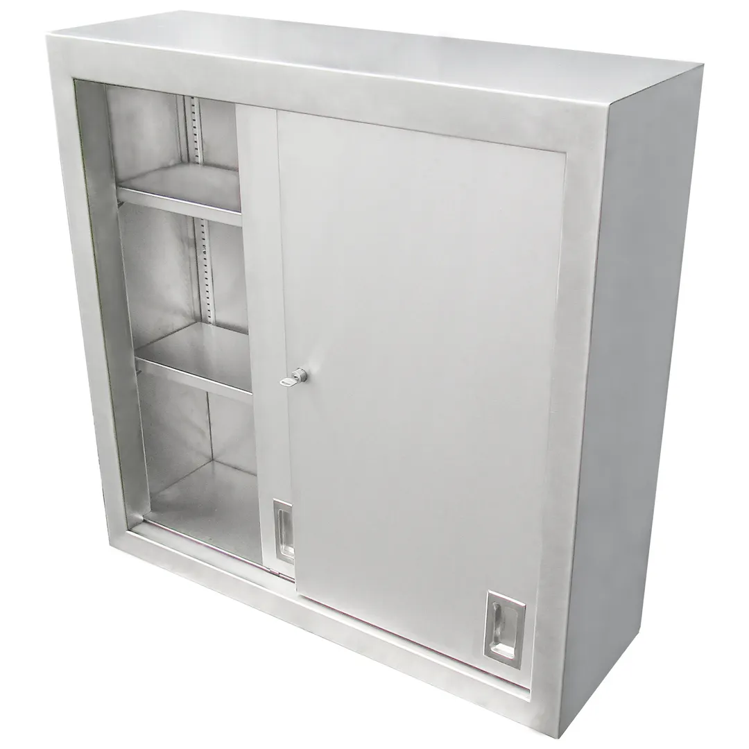 IMC Teddy OC-8415SS 84" Stainless Steel Wall-Mounted Cabinet, 15"D x 84"W x 36"H, Sliding Doors, Adjustable Shelves