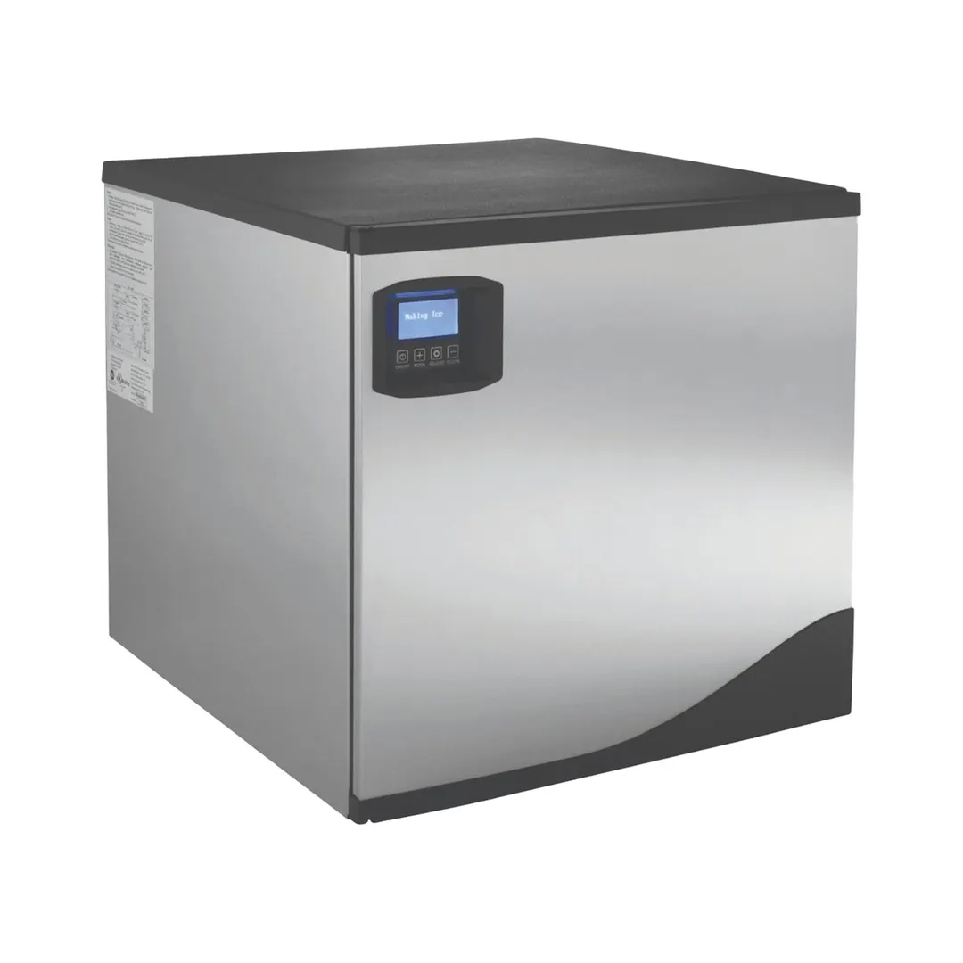 Hubert 69K-915 Kratos Ice Maker, 22"x24.6"x21", 360 lb/day Half‑Cube, Stainless Steel Black Trim