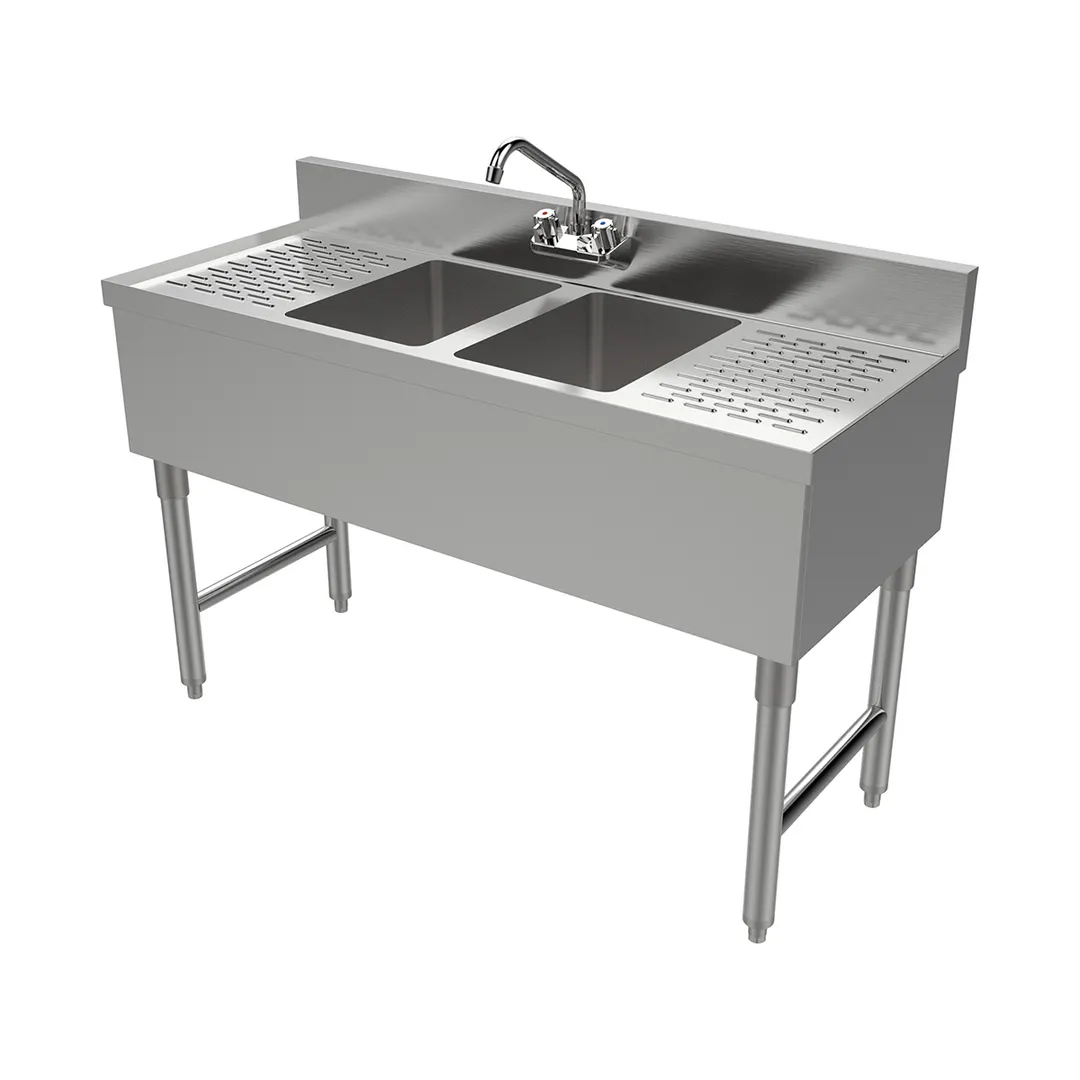 American Tables & Seating MET-UBS-246 Underbar Sink Units, 2 Compartment with 2 Drainboards