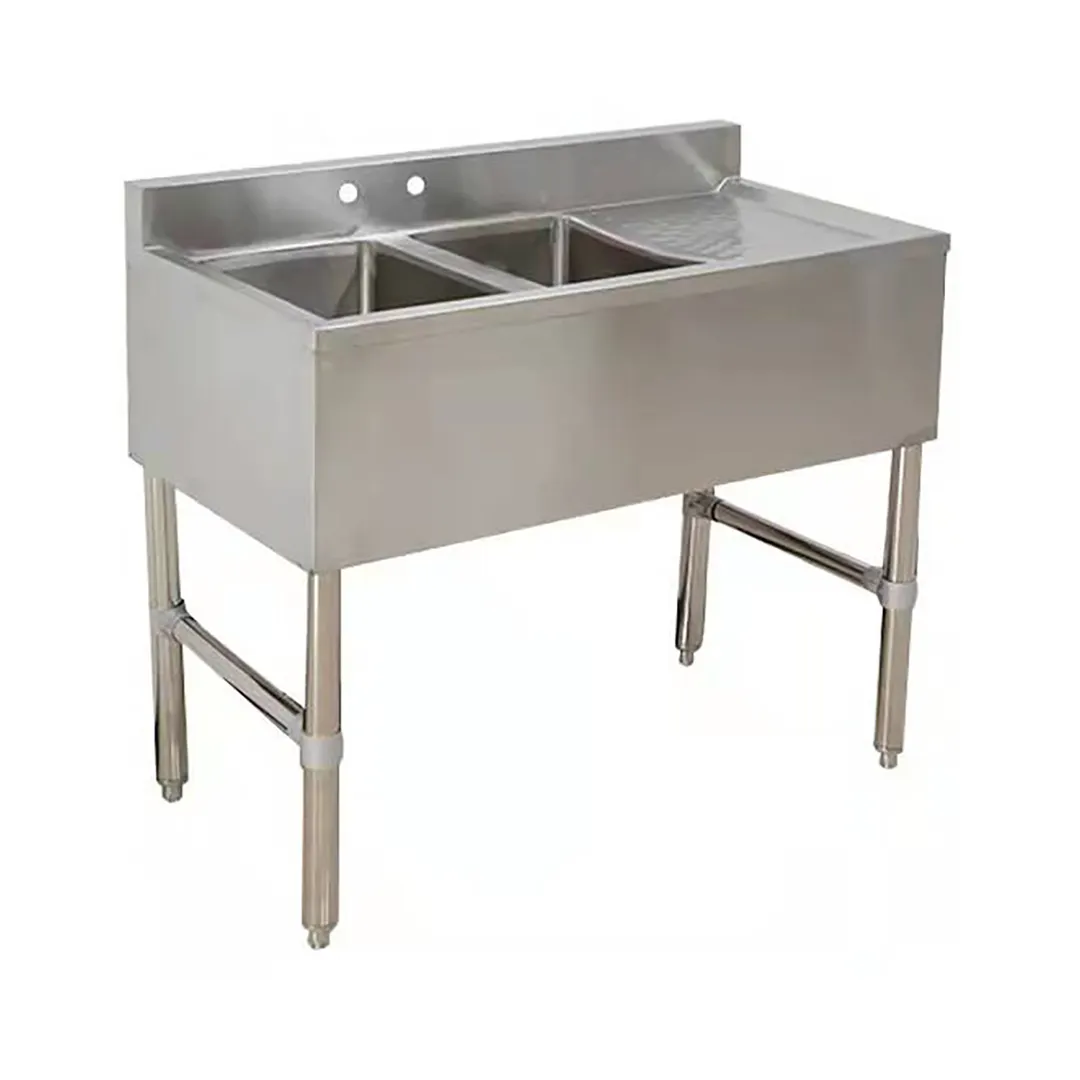 Klinger's Trading BAR2DR 37" Underbar Sink Units, 2 Compartment with Right Drainboard