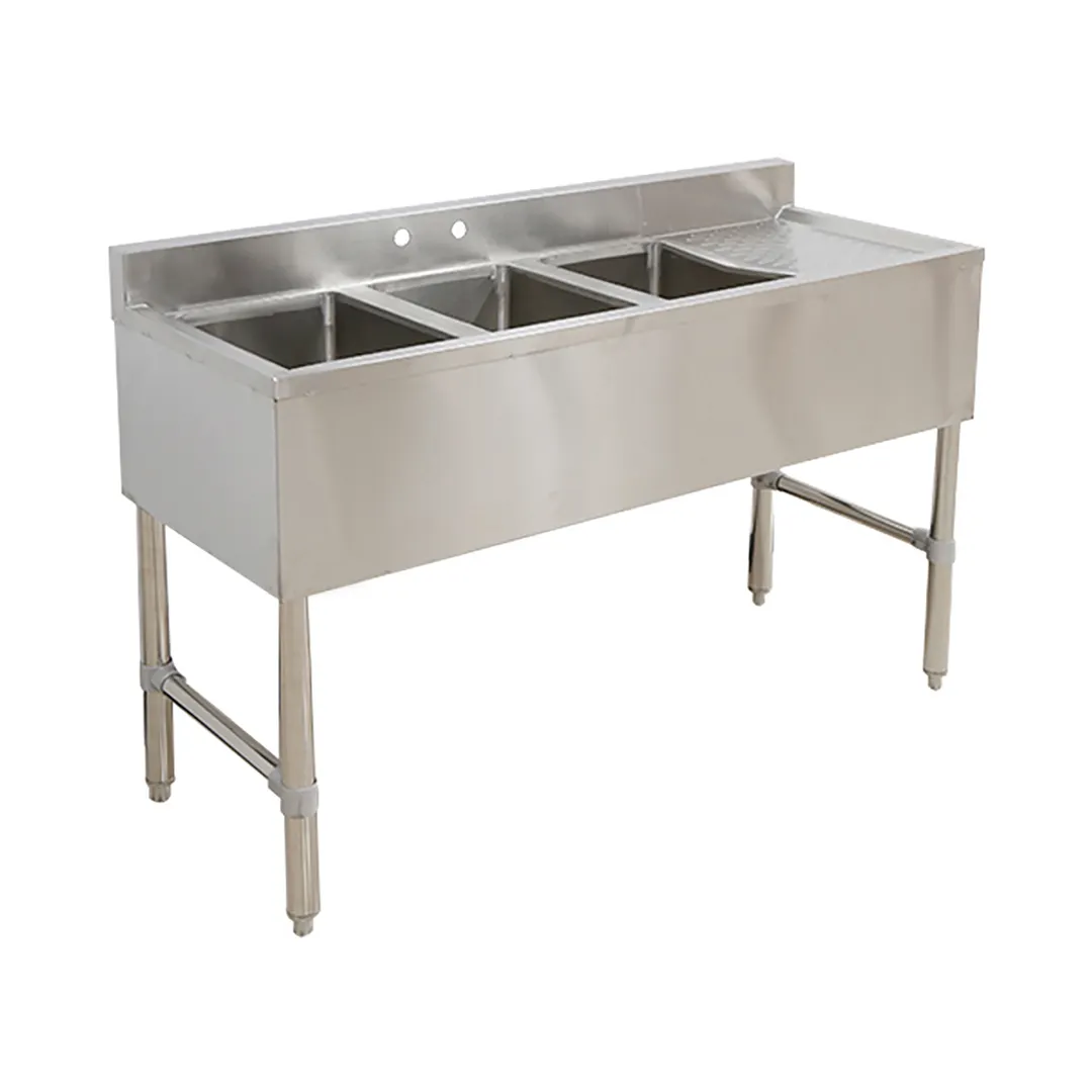 Klinger's Trading BAR3DR 49" Underbar Sink Units, 3 Compartment with Right Drainboard