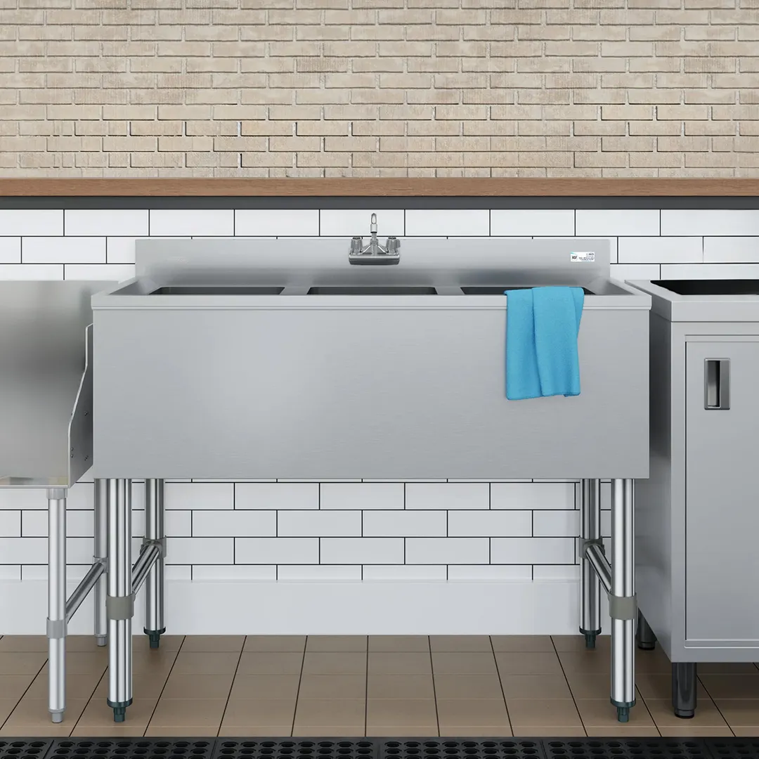 Koolmore SBR3B38-320 38" Underbar Sink Units, 3 Compartment without Drainboard