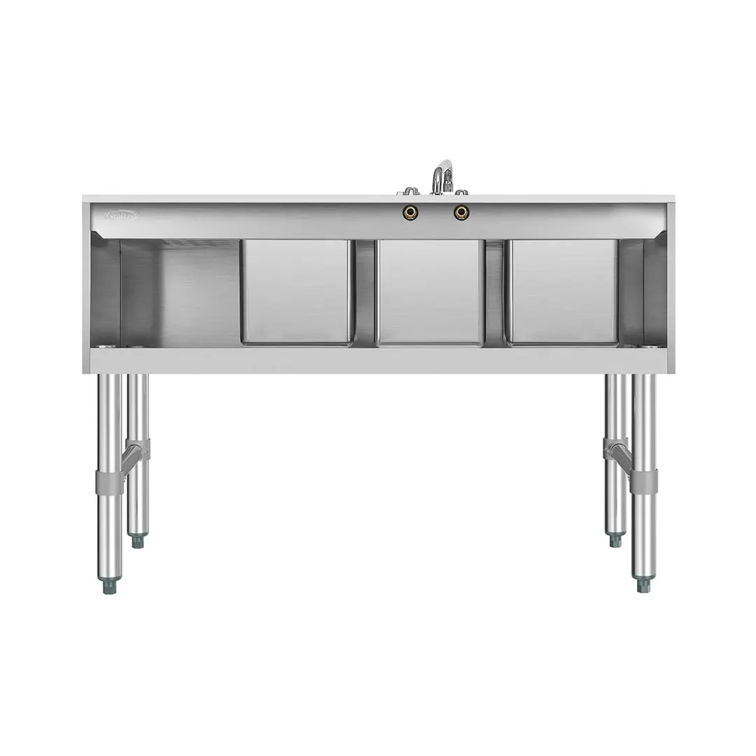 Koolmore SBR3B48-R-320 48" Underbar Sink Units, 3 Compartment with Right Drainboard
