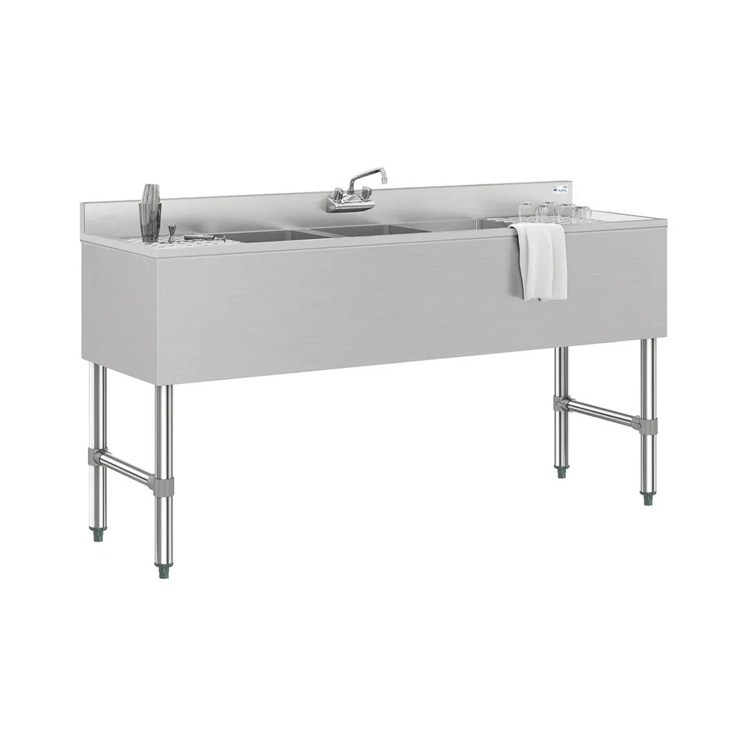 Koolmore SBR3B60-LR-320 60" Underbar Sink Units, Compartment with 2 Drainboards