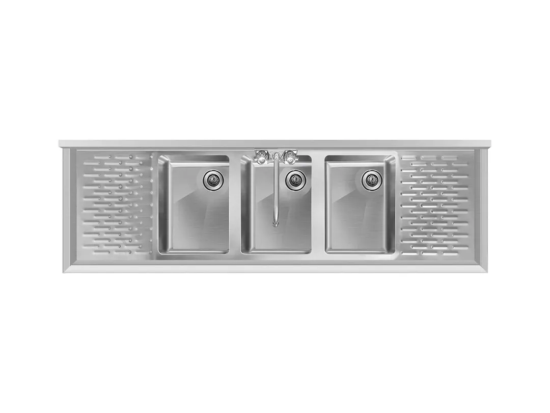 Koolmore SBR3B60-LR-320 60" Underbar Sink Units, Compartment with 2 Drainboards