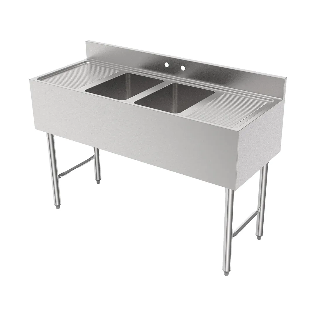 GSW USA SE10142D48B Underbar Sink Units, 2 Compartment with 2 Drainboards