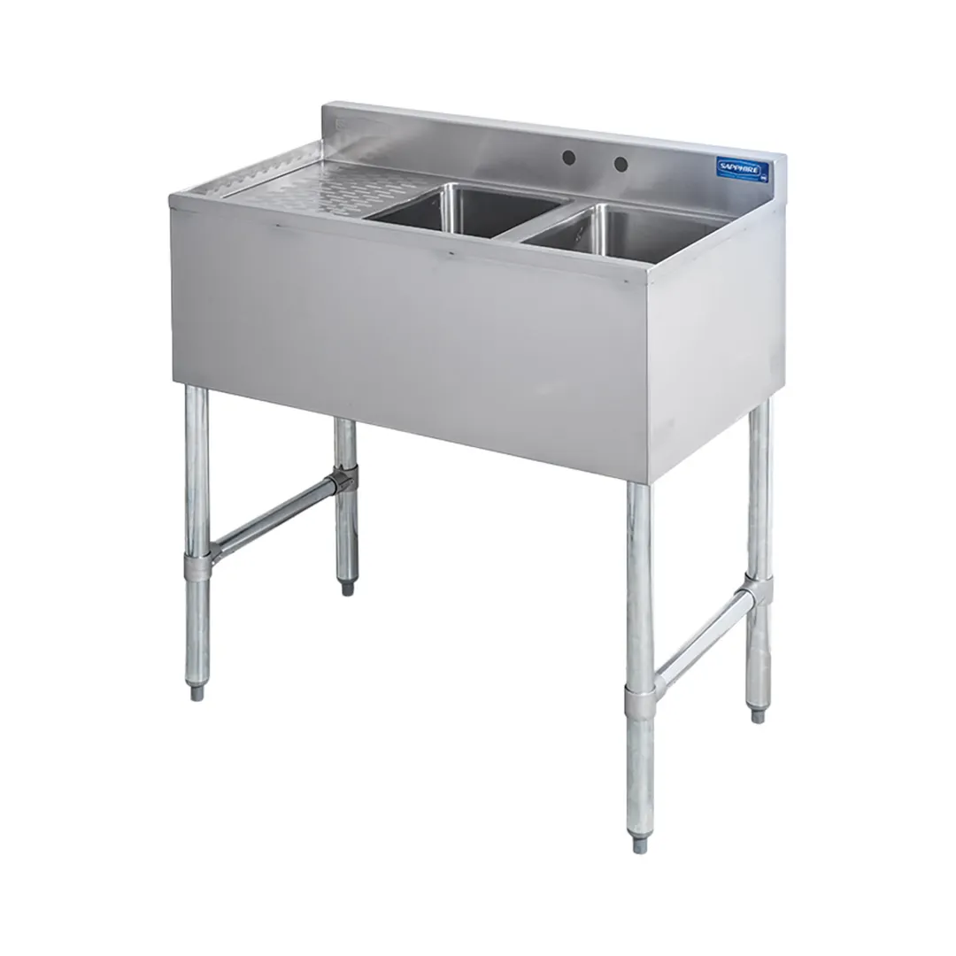 Sapphire Manufacturing SMBS-2L Underbar Sink Units, 2 Compartment with Left Drainboard
