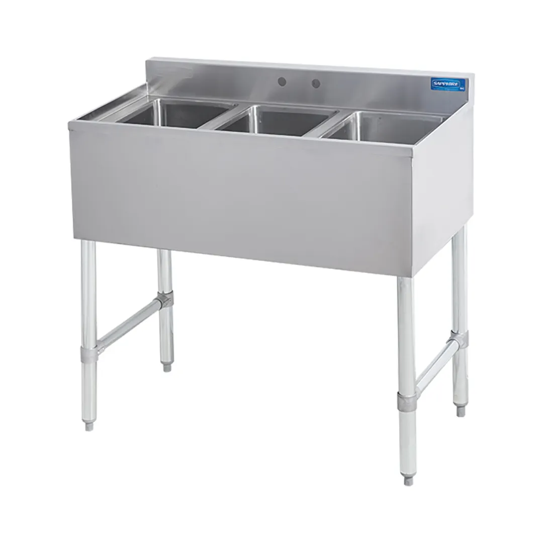 Sapphire Manufacturing SMBS-3 Underbar Sink Units, 3 Compartment without Drainboard