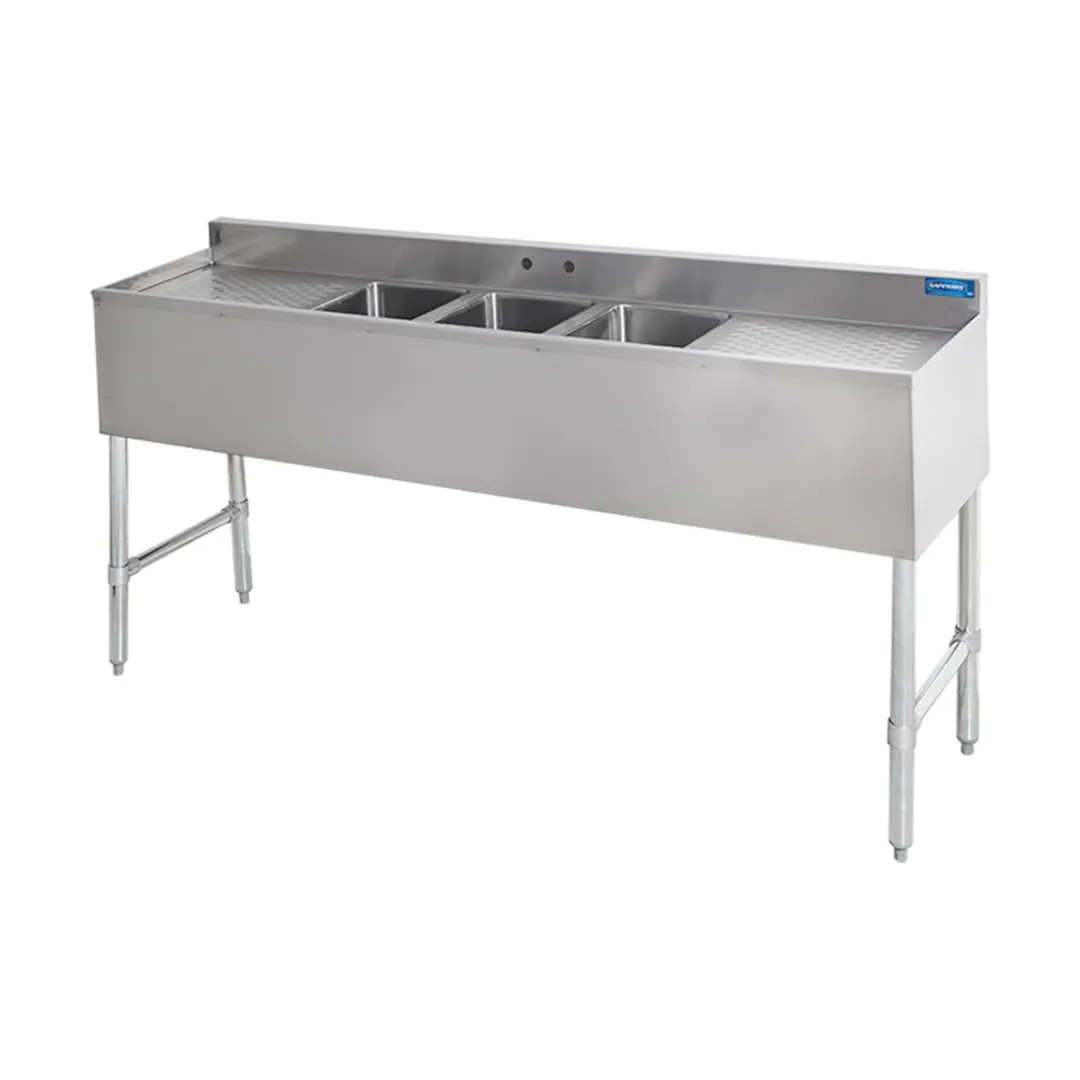 Sapphire Manufacturing SMBS-3D Underbar Sink Units, 3 Compartment with 2 Drainboards
