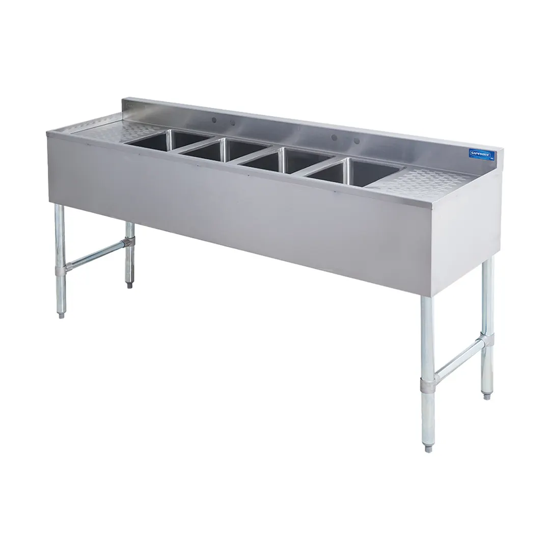 Sapphire Manufacturing SMBS-4D Underbar Sink Units, 4 Compartment with 2 Drainboards