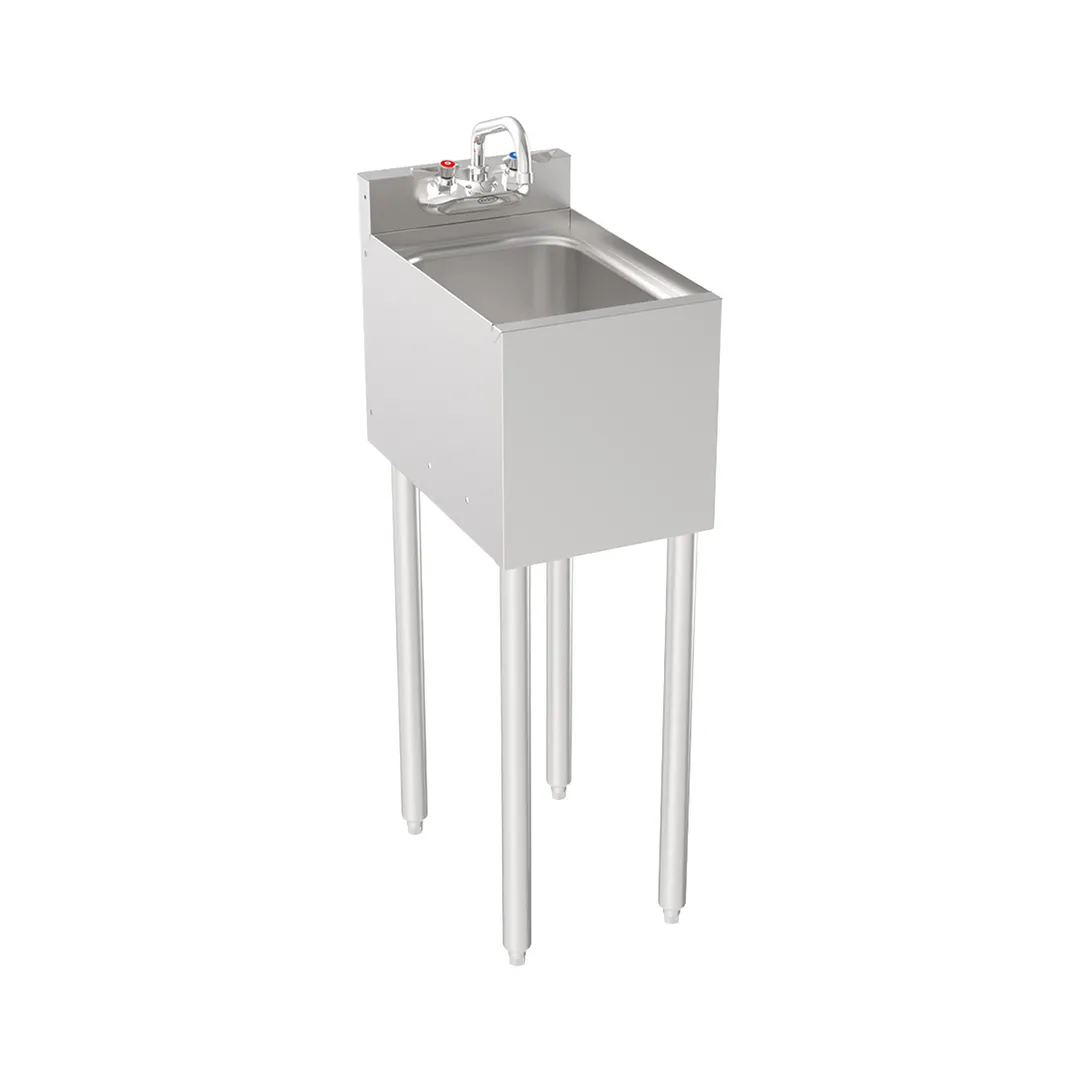 Krowne 18-1C 12" Silver Series 1 Compartment Underbar Hand Sink Unit with Wall Mount Faucet 