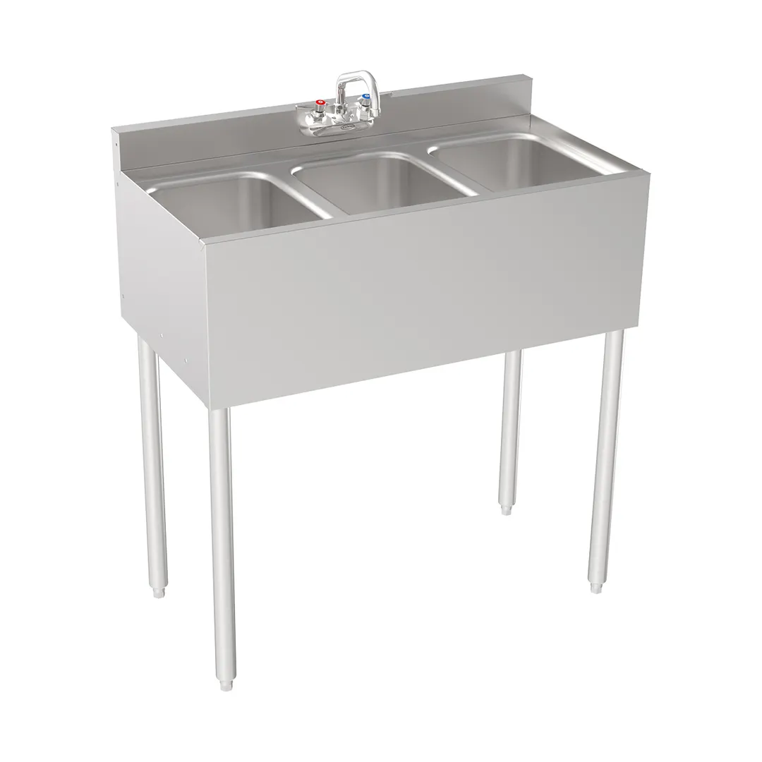 Krowne 18-33 Underbar Sink Units, 3 Compartment without Drainboard