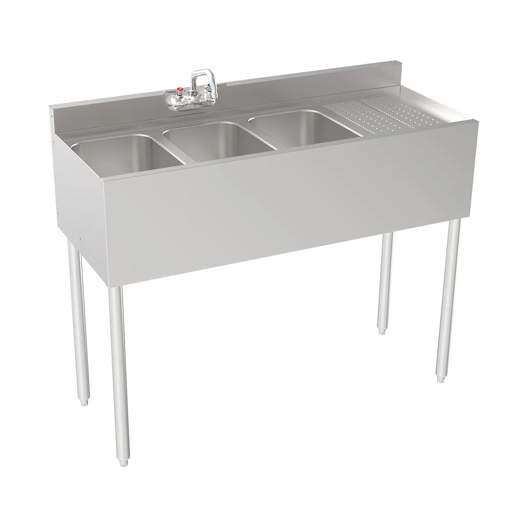 Krowne 18-43L Underbar Sink Units, 3 Compartment with Right Drainboard