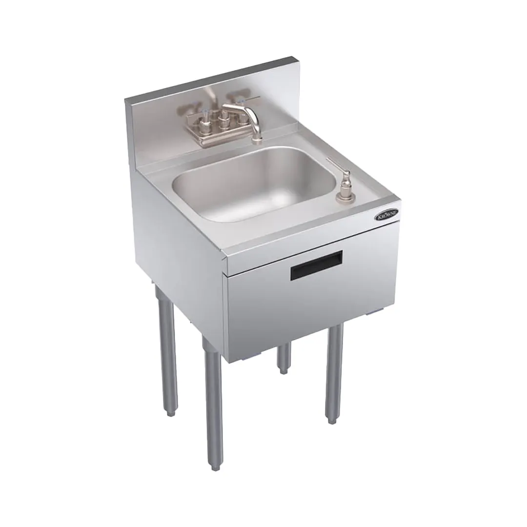 Krowne KR19-18ST 18" Free Standing Underbar Hand Sink Unit with Soap & Towel Dispenser
