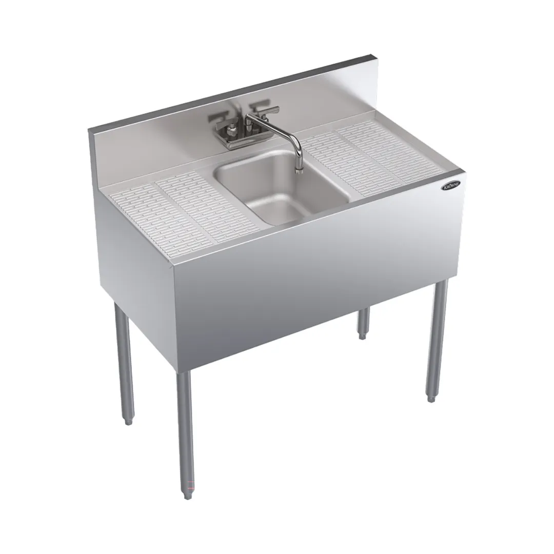 Krowne KR19-31C 36" 1 Compartment Underbar Sink w/ 2 Drainboards, Splash-Mount Faucet