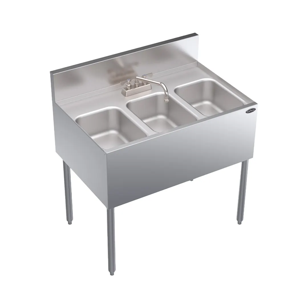 Krowne KR24-33C 36" Underbar Sink Units, 3 Compartment without Drainboard
