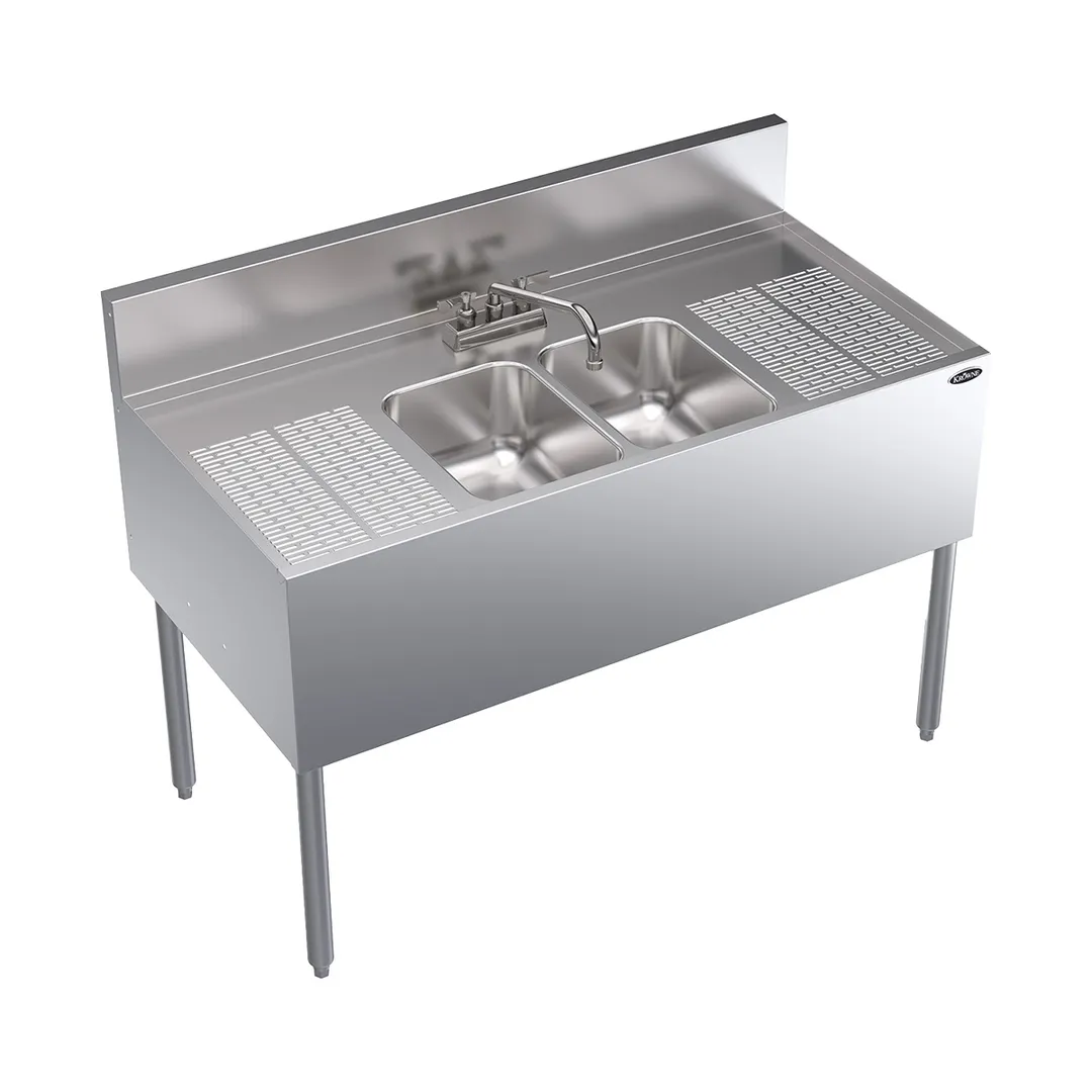 Krowne KR24-42C Underbar Sink Units, 2 Compartment with 2 Drainboards