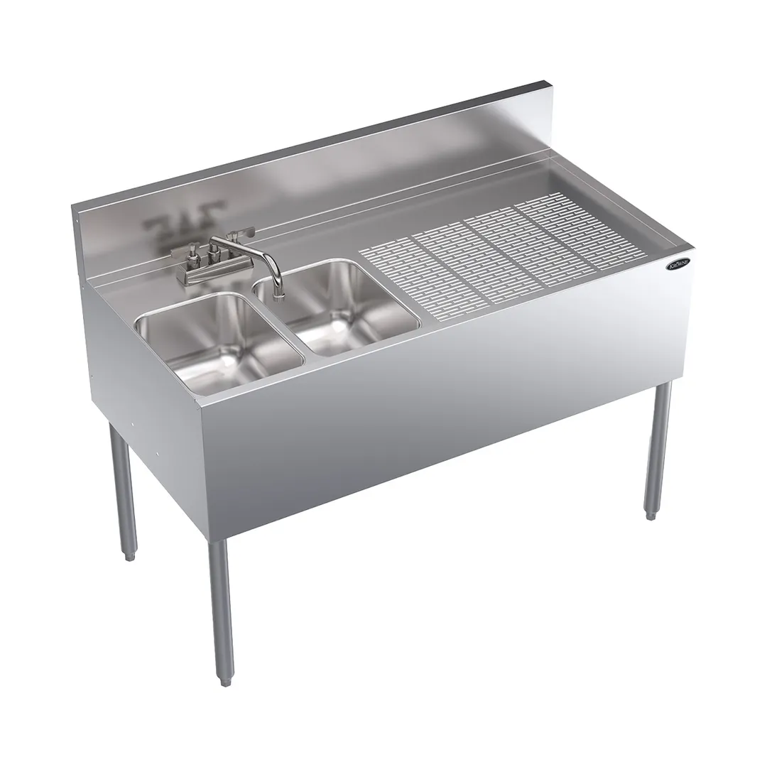Krowne KR24-42L Underbar Sink Units, 2 Compartment with Right Drainboard