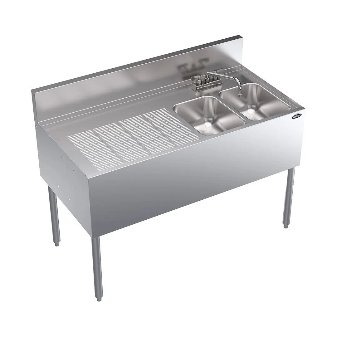 Krowne KR24-42R Underbar Sink Units, 2 Compartment with Left Drainboard