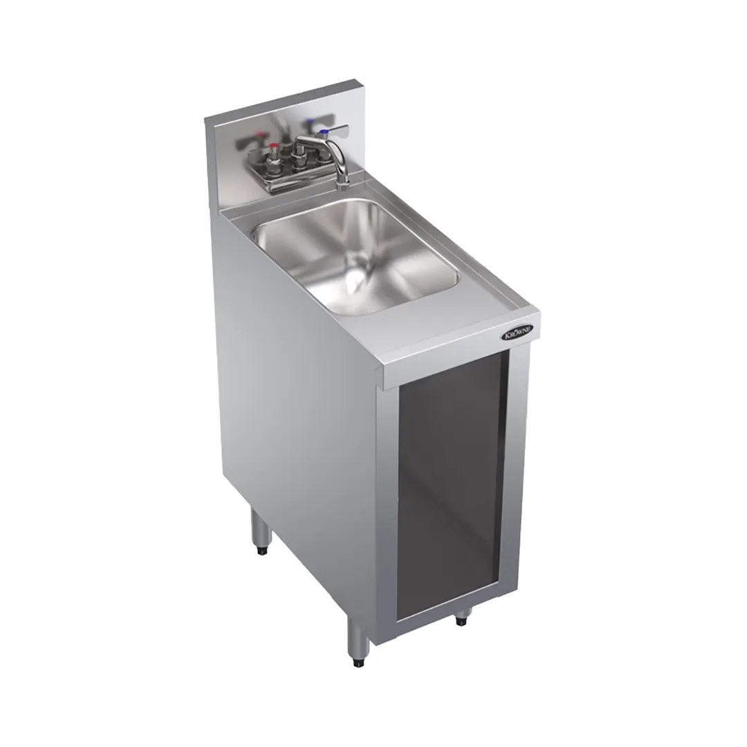 Krowne KR24-S12C 12" Underbar Hand Sink Unit with Cabinet Base & Splash Mount Faucet