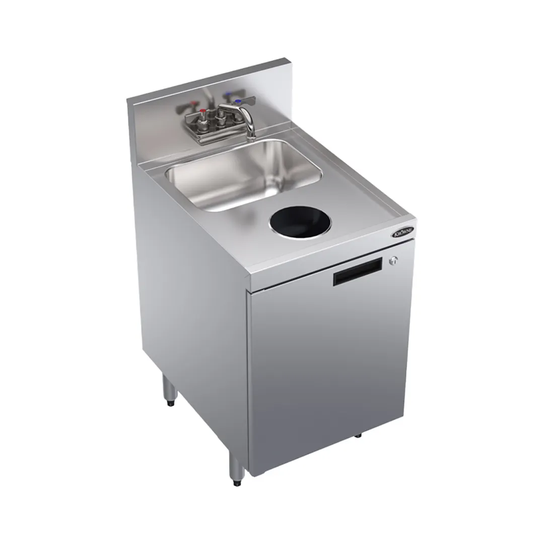 Krowne KR24-SD18C-E 18" Underbar Hand Sink Unit with Cabinet Base & Splash Mount Faucet