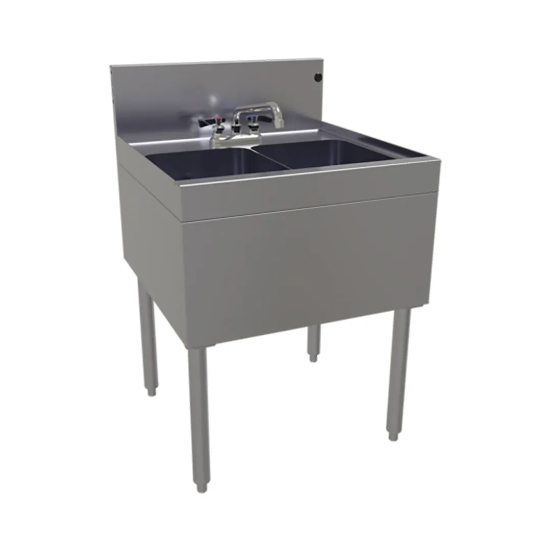 Glastender DSB-24-S 24" 2 Compartment Underbar Sink w/ Deck-Mount Faucet, No Drainboards