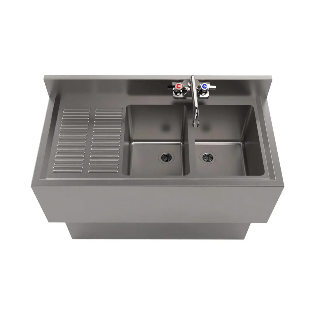 BK Resources UBB-18-236LS Underbar Sink Units, 2 Compartment with Left Drainboard
