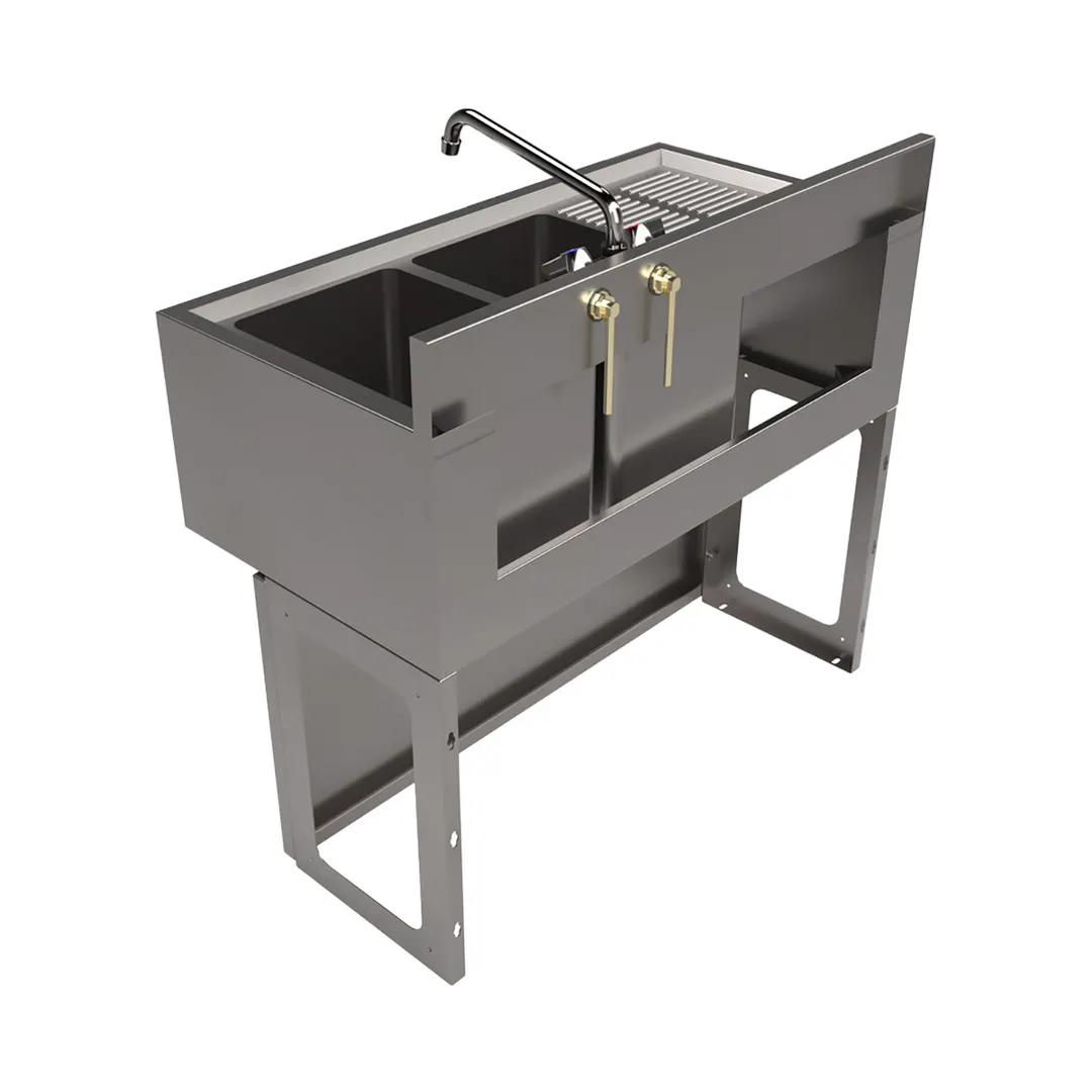 BK Resources UBB-18-236LS Underbar Sink Units, 2 Compartment with Left Drainboard