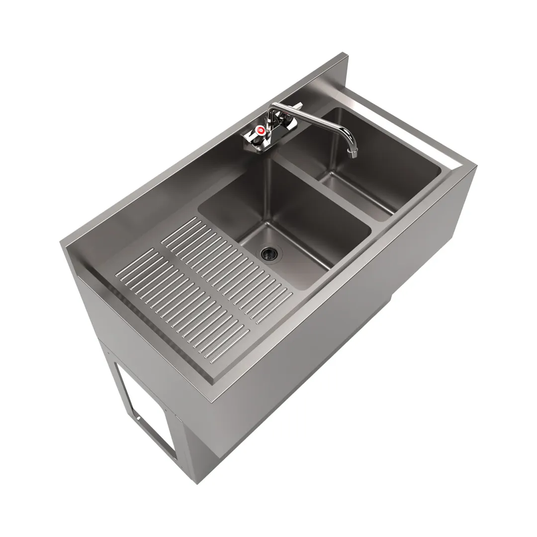 BK Resources UBB-18-236LS Underbar Sink Units, 2 Compartment with Left Drainboard