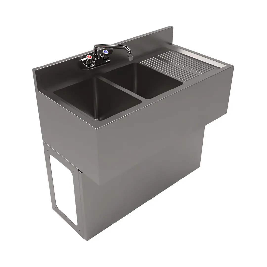 BK Resources UBB-18-236RS Underbar Sink Units, 2 Compartment with Right Drainboard