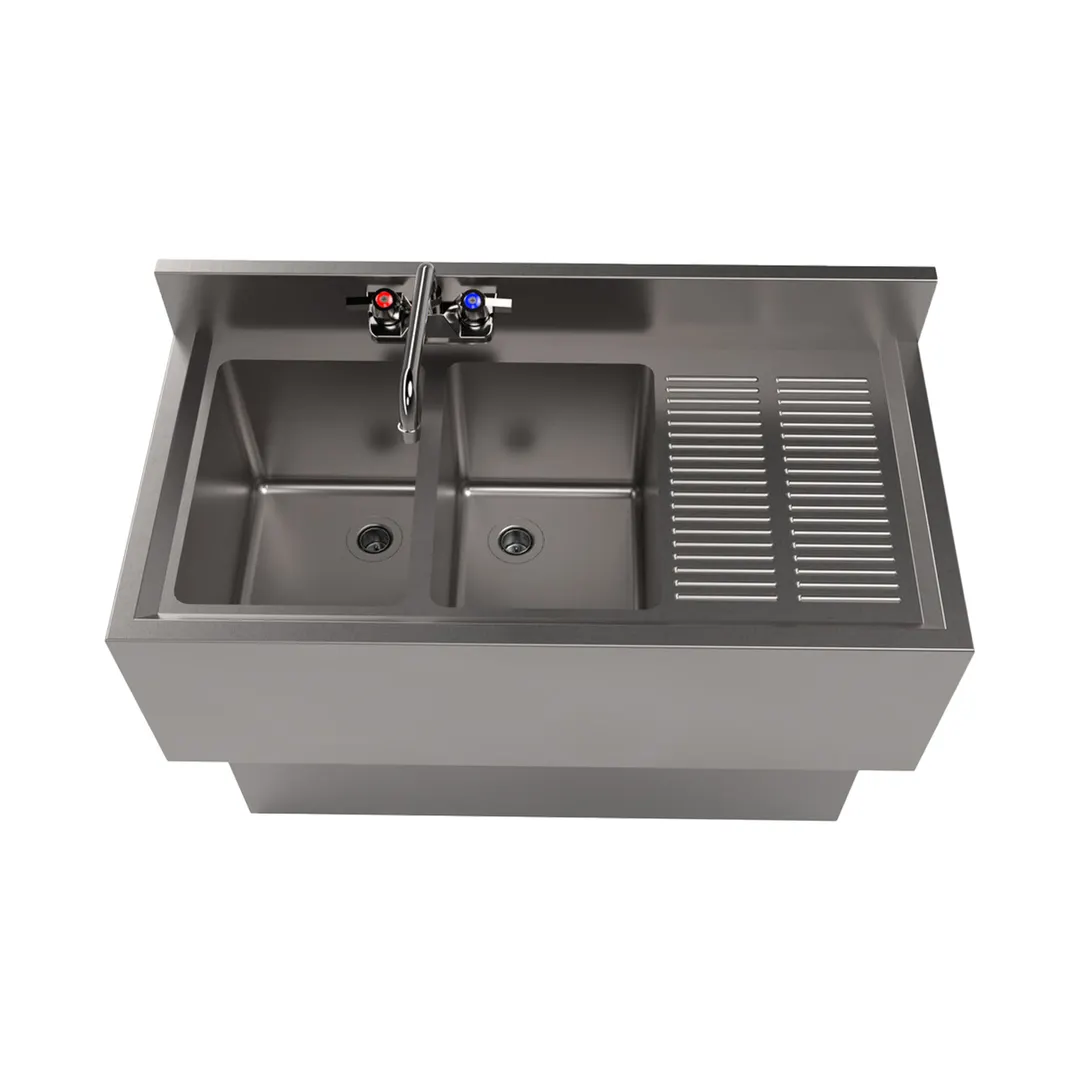 BK Resources UBB-18-236RS Underbar Sink Units, 2 Compartment with Right Drainboard